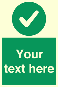 Custom green background, green circle with tick